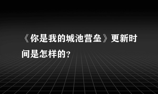 《你是我的城池营垒》更新时间是怎样的？