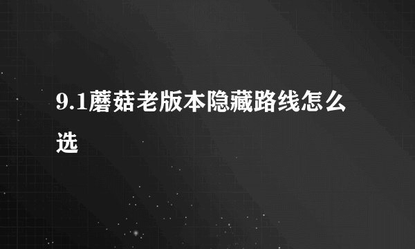 9.1蘑菇老版本隐藏路线怎么选