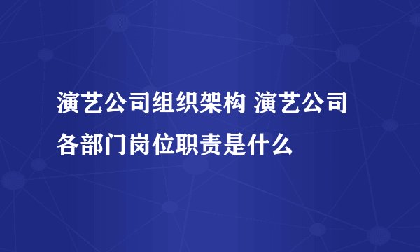 演艺公司组织架构 演艺公司各部门岗位职责是什么