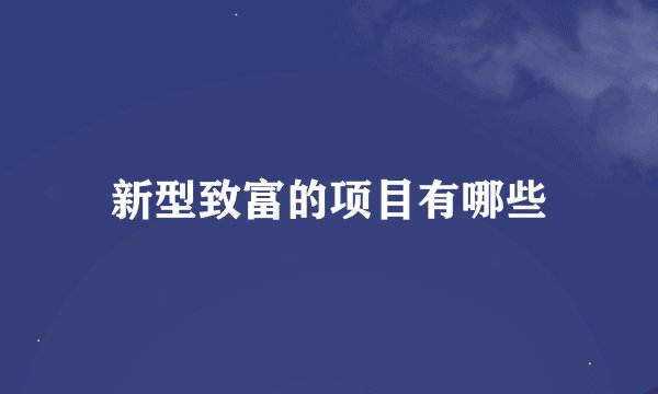 新型致富的项目有哪些