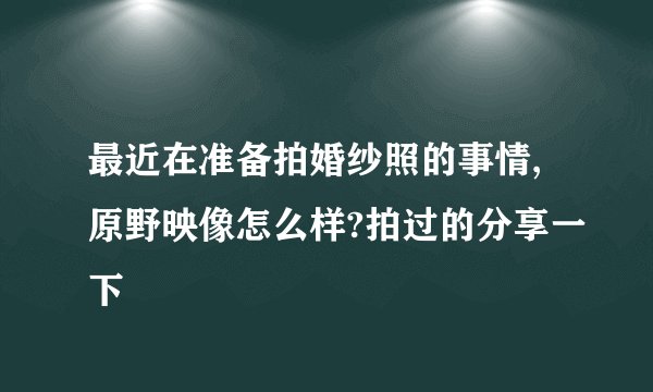 最近在准备拍婚纱照的事情,原野映像怎么样?拍过的分享一下