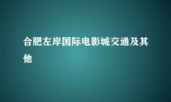 合肥左岸国际电影城交通及其他