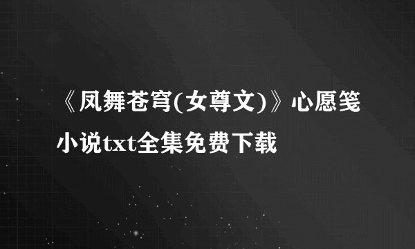 《凤舞苍穹(女尊文)》心愿笺小说txt全集免费下载