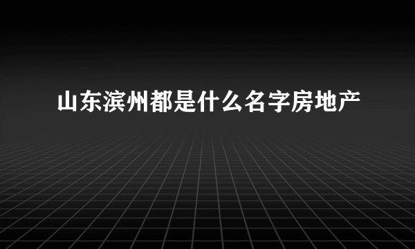 山东滨州都是什么名字房地产