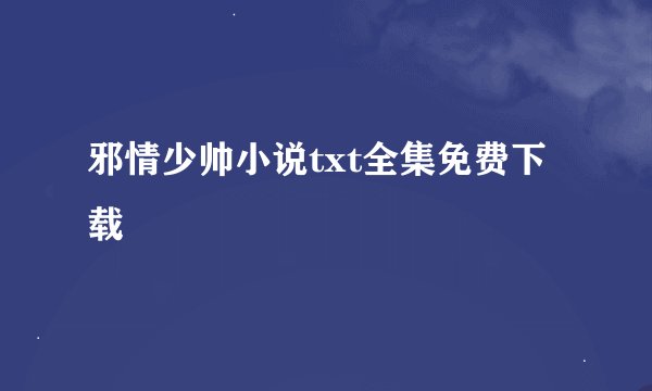邪情少帅小说txt全集免费下载