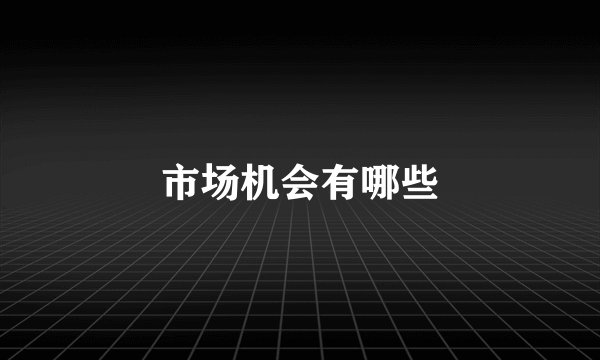 市场机会有哪些