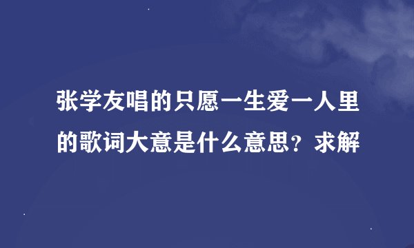 张学友唱的只愿一生爱一人里的歌词大意是什么意思？求解