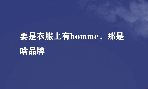 要是衣服上有homme，那是啥品牌