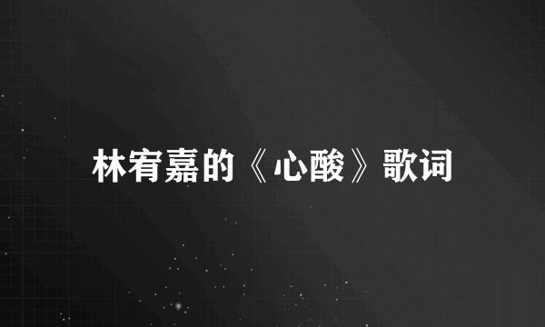 林宥嘉的《心酸》歌词