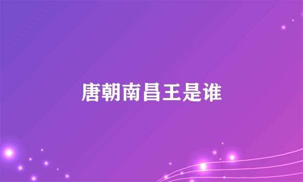 唐朝南昌王是谁