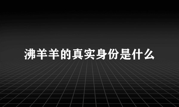 沸羊羊的真实身份是什么