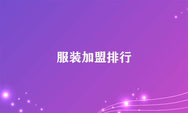 服装加盟排行