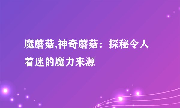 魔蘑菇,神奇蘑菇：探秘令人着迷的魔力来源