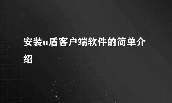 安装u盾客户端软件的简单介绍