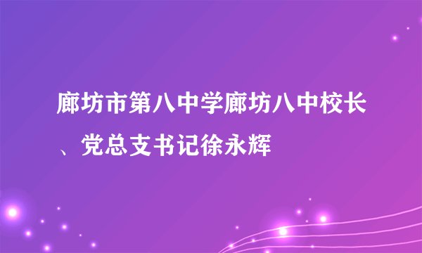 廊坊市第八中学廊坊八中校长、党总支书记徐永辉