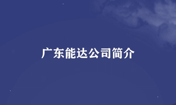 广东能达公司简介