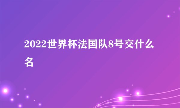2022世界杯法国队8号交什么名
