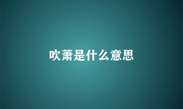 吹萧是什么意思