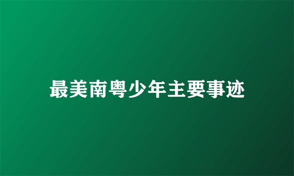 最美南粤少年主要事迹
