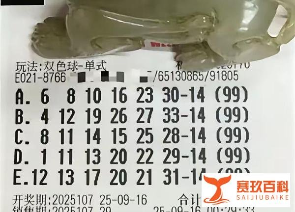双色球25107期晒票，单注99倍蓝14，小复式也有好运一等奖的期待