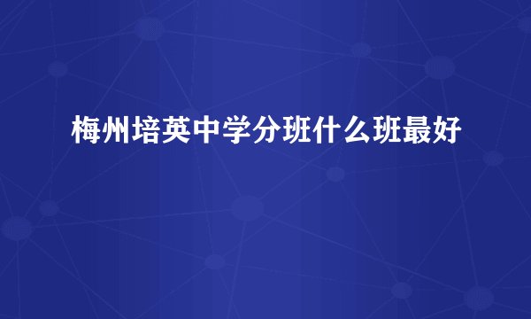 梅州培英中学分班什么班最好