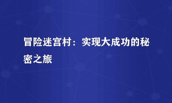 冒险迷宫村：实现大成功的秘密之旅