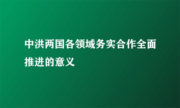 中洪两国各领域务实合作全面推进的意义