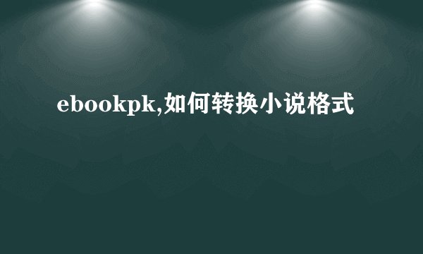 ebookpk,如何转换小说格式