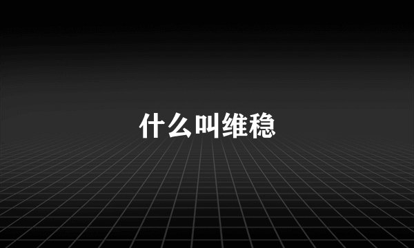 什么叫维稳