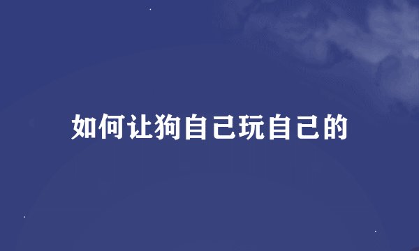 如何让狗自己玩自己的