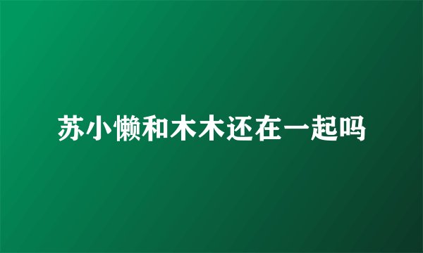苏小懒和木木还在一起吗