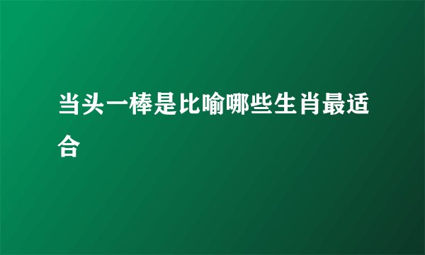 当头一棒是比喻哪些生肖最适合