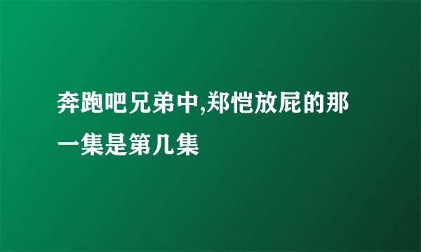 奔跑吧兄弟中,郑恺放屁的那一集是第几集