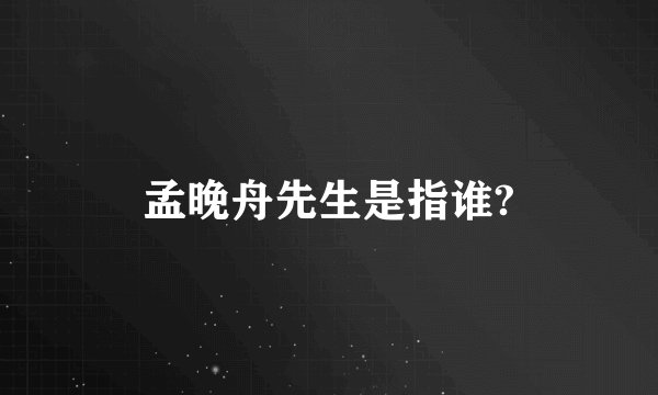 孟晚舟先生是指谁?