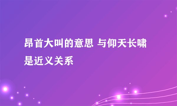 昂首大叫的意思 与仰天长啸是近义关系