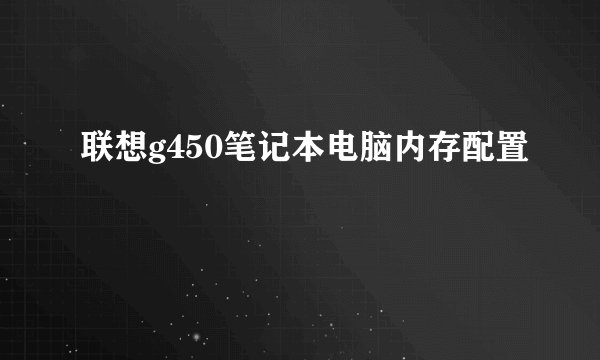 联想g450笔记本电脑内存配置