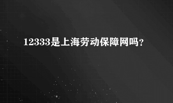 12333是上海劳动保障网吗？