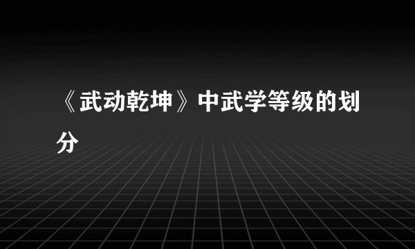 《武动乾坤》中武学等级的划分