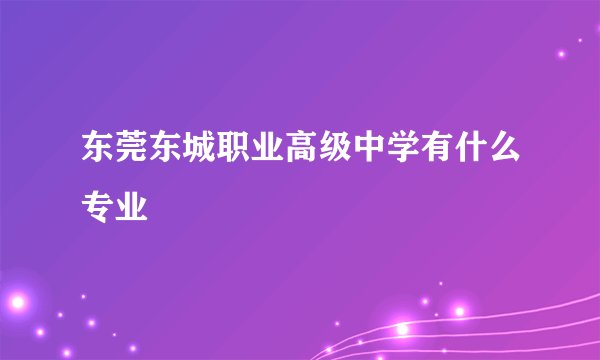 东莞东城职业高级中学有什么专业