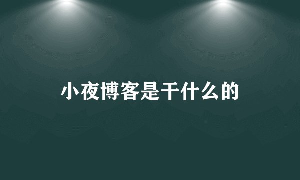 小夜博客是干什么的