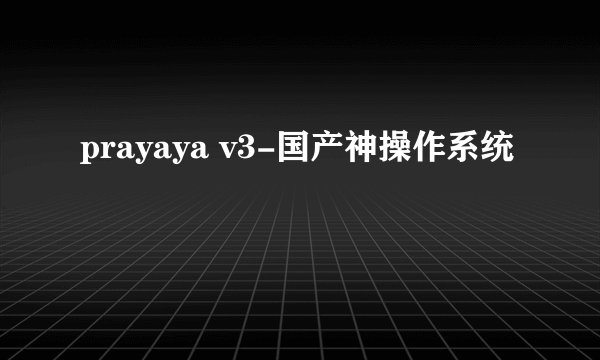 prayaya v3-国产神操作系统