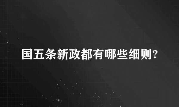 国五条新政都有哪些细则?