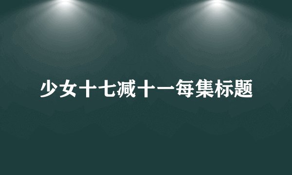 少女十七减十一每集标题