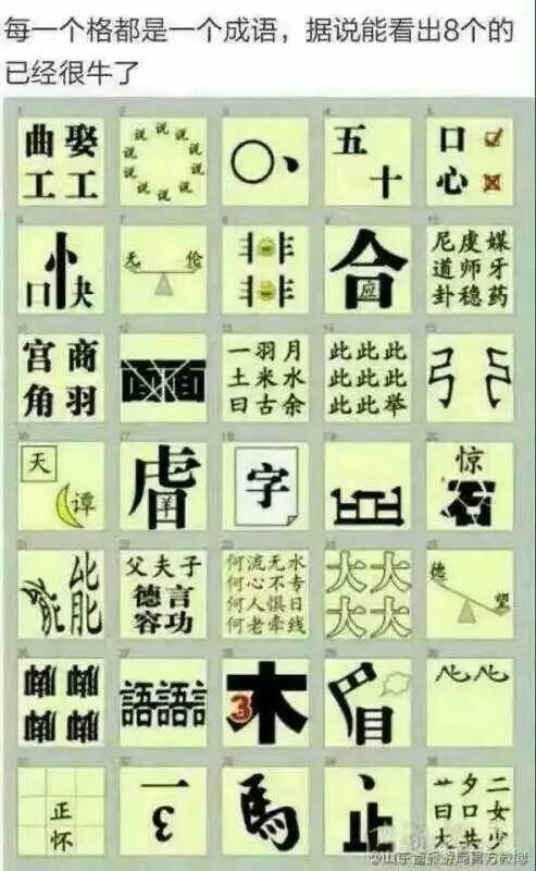 每一个格是一个成语，它们都是什么？