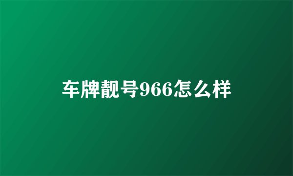 车牌靓号966怎么样