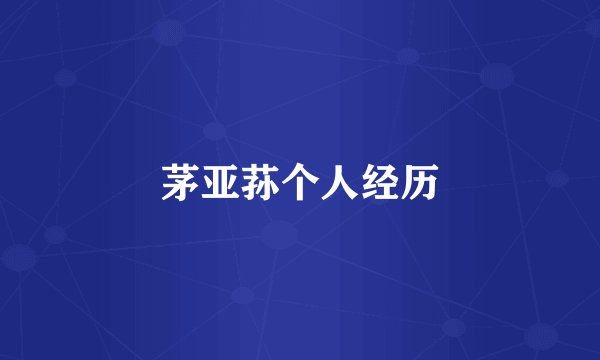 茅亚荪个人经历