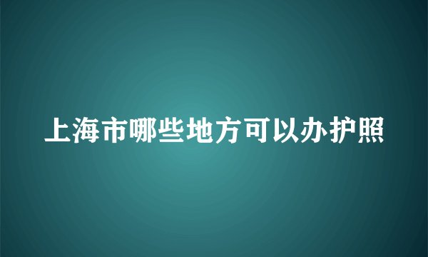 上海市哪些地方可以办护照