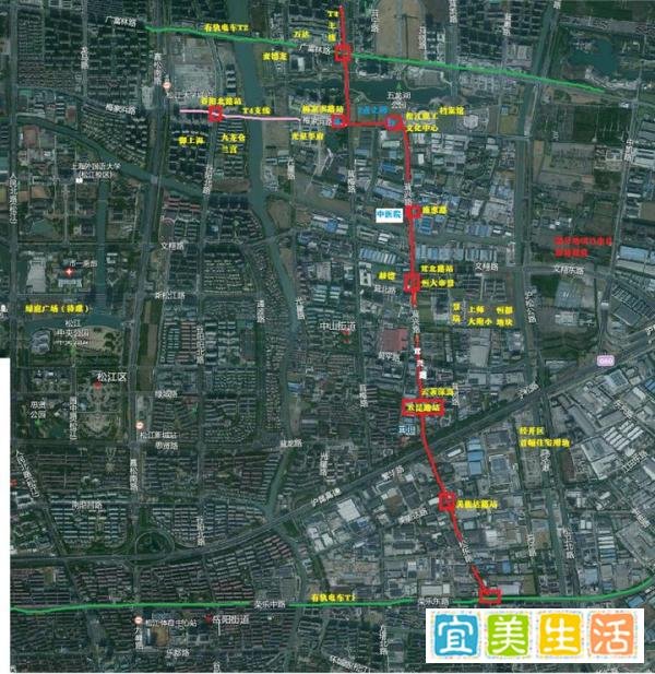 最新13.9KM！松江新城有轨电车T4线（一期）以及T2线西延伸环境报告书（附高清线位图）