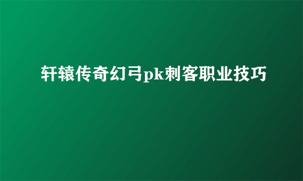 轩辕传奇幻弓pk刺客职业技巧