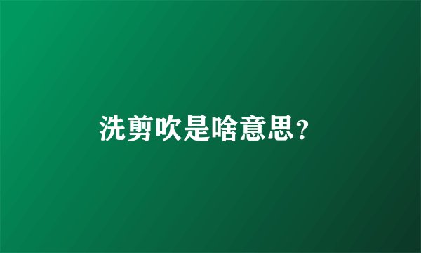 洗剪吹是啥意思？